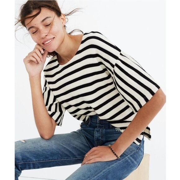 Madewell Striped Bell Sleeve Classic Top - Picture 1 of 8